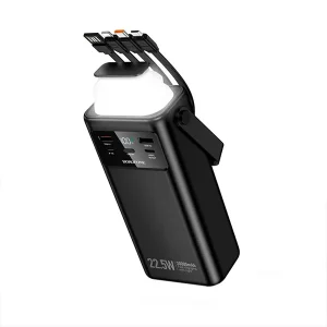 borofone bj65 30000mah 22.5w power bank with built in cables and led torch